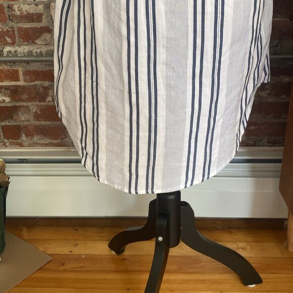 Japna White and Navy Blue Cinched Waist Short Sleeve Button Down Dress Size XS - Picture 7 of 8